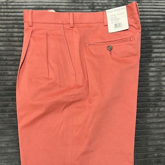 Paul Fredrick Cotton Stretch Twill Pants Rose Men’s 40x30 NWT - Picture 1 of 10